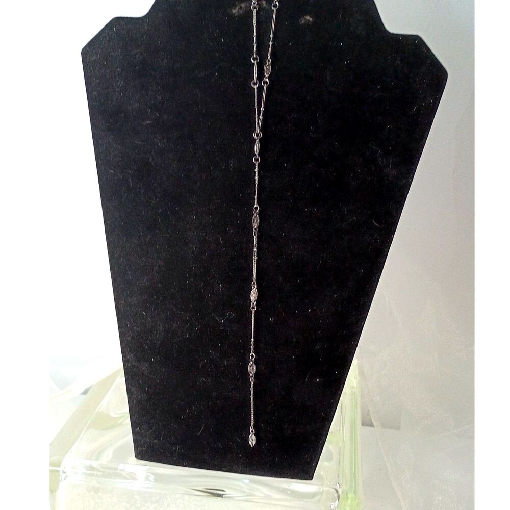 Minimalist Lariat StyleDelicate Long Lariat Drop Necklace Silver Tone YNecklace